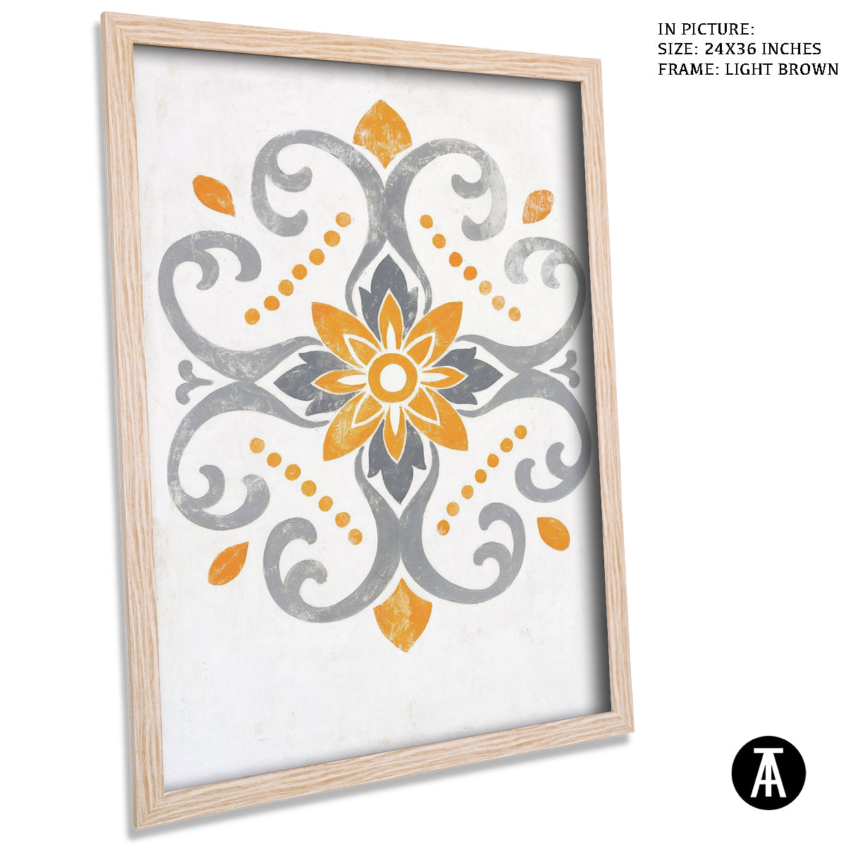 Artwork in Light Brown Frame