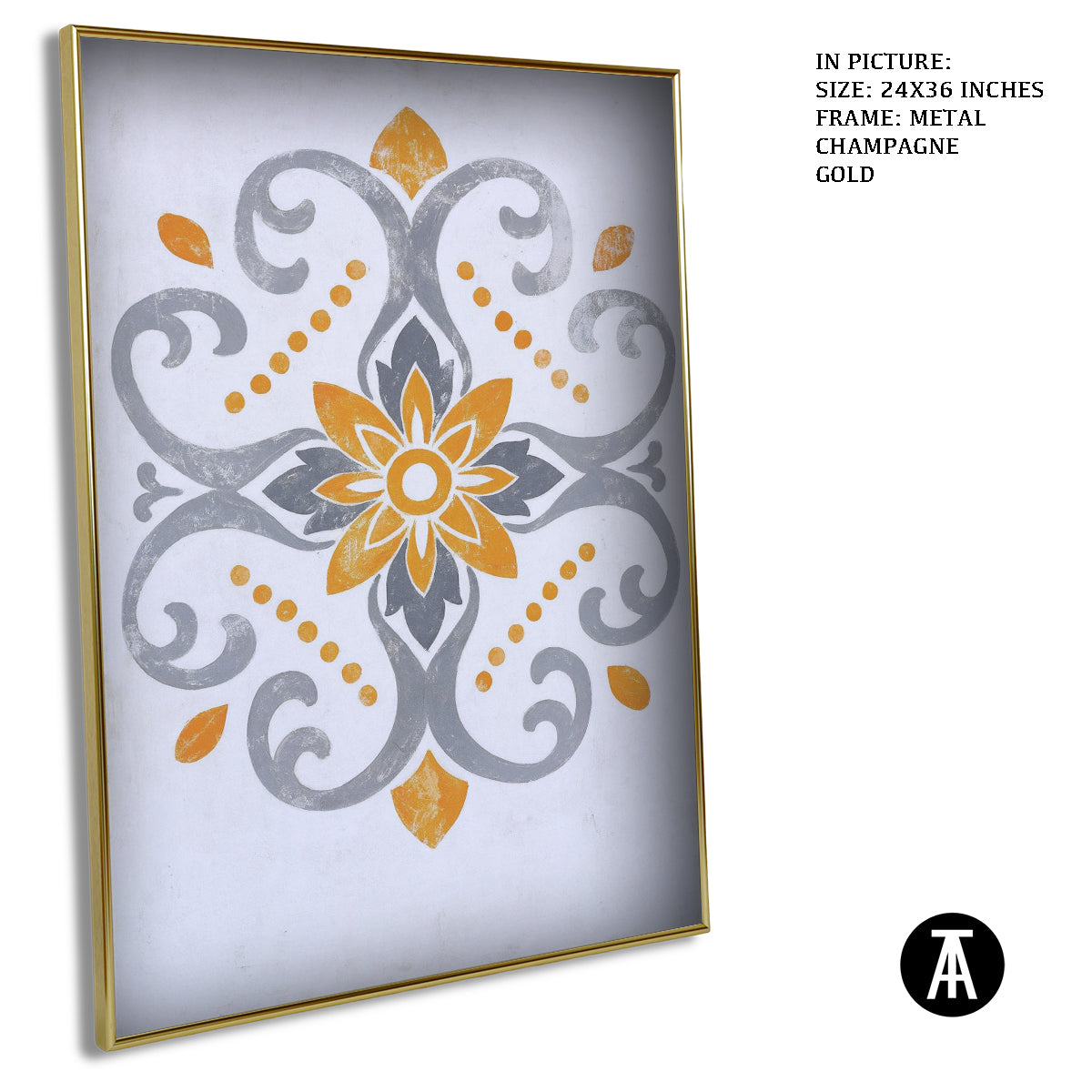 Artwork in Metal Champagne Gold Frame