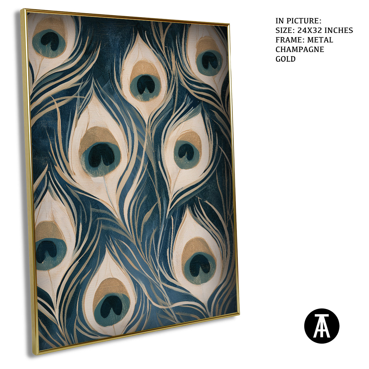 Artwork in Metal Champagne Gold Frame