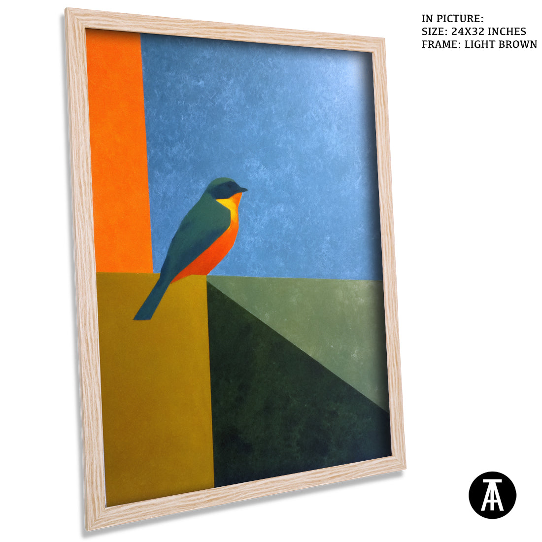 Artwork in Light Brown Frame