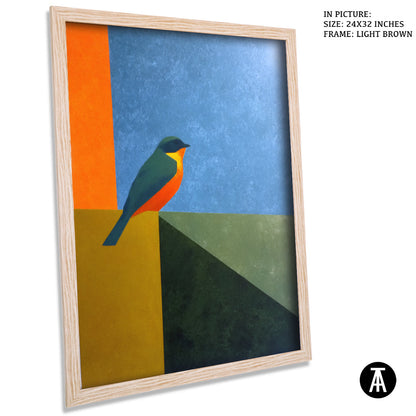 Artwork in Light Brown Frame