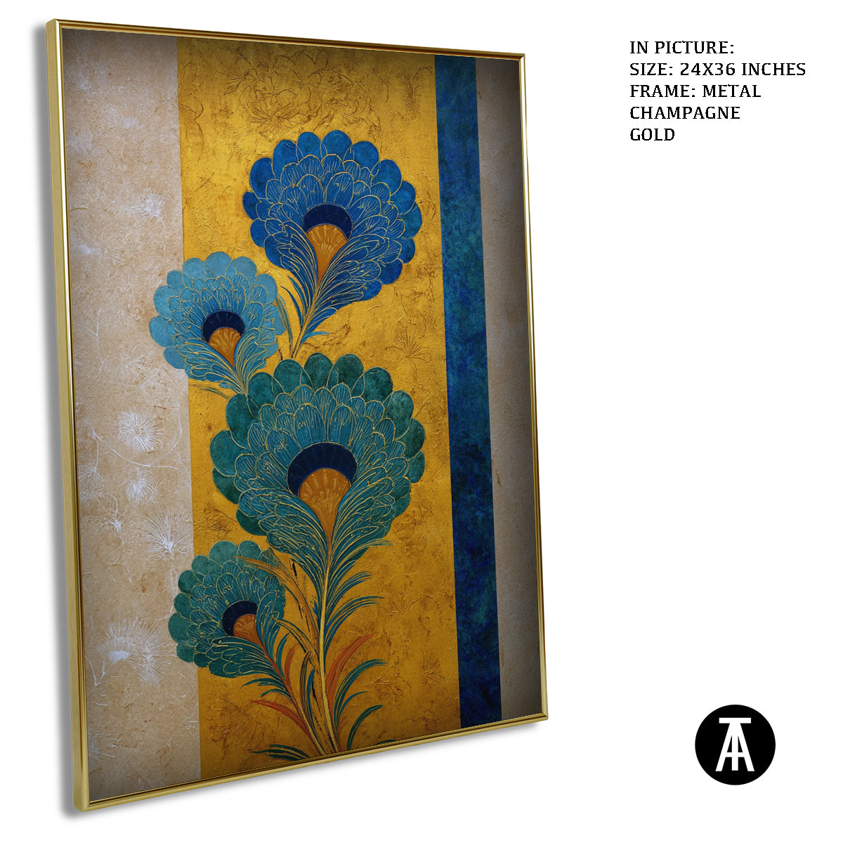 Artwork in Metal Champagne Gold Frame