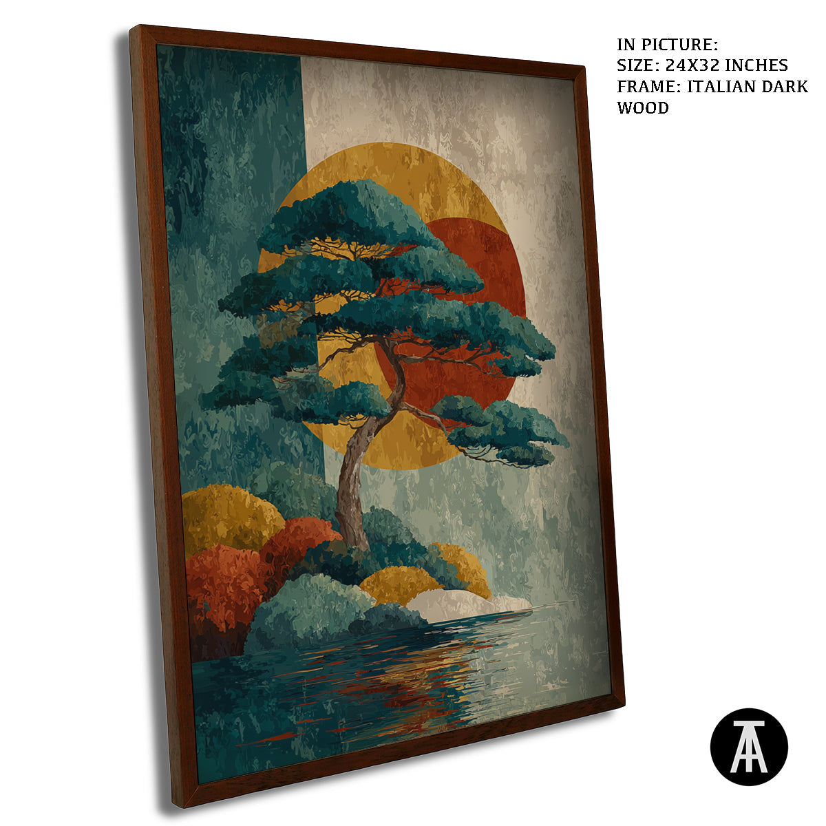 Artwork in Dark Wood Frame