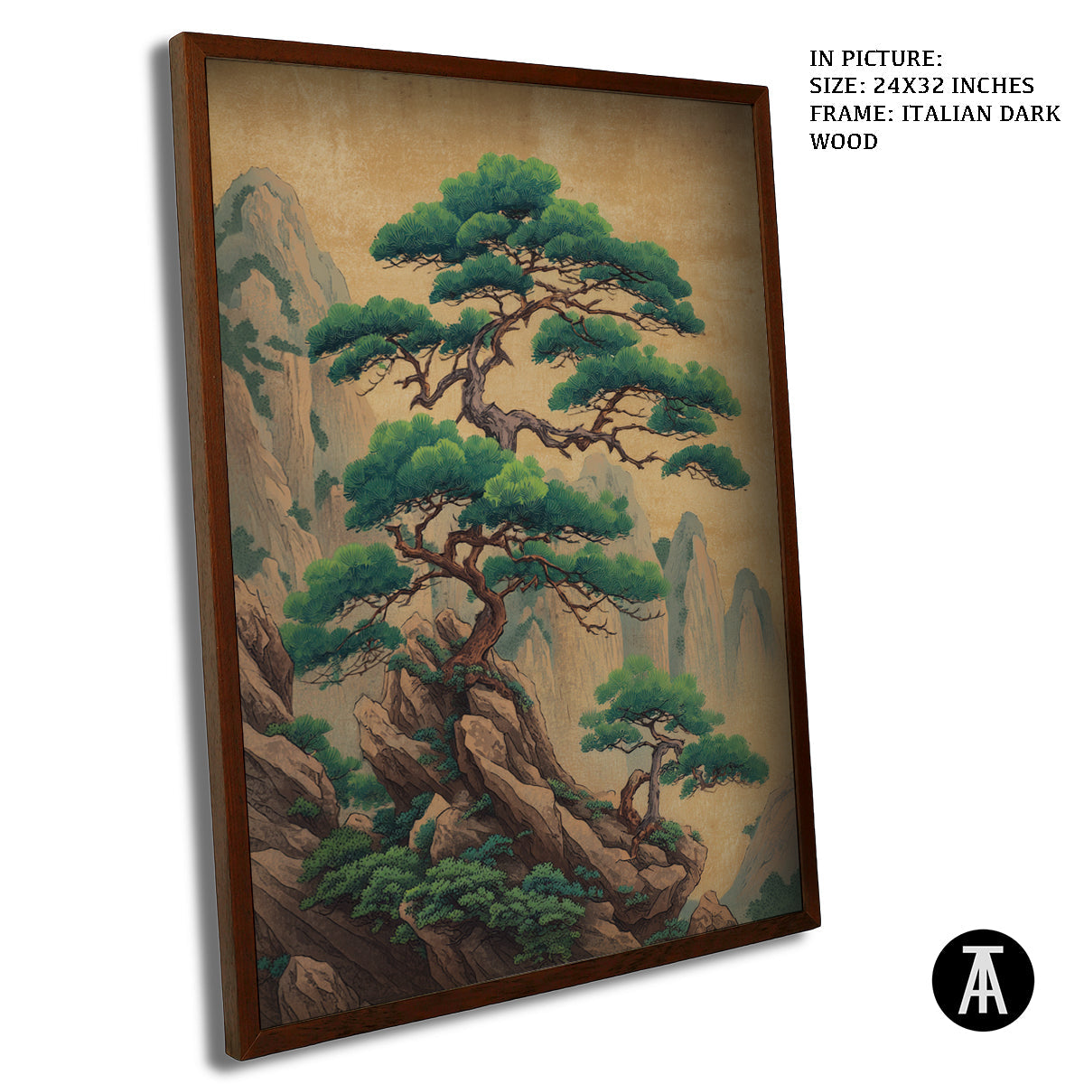 Artwork in Dark Wood Frame