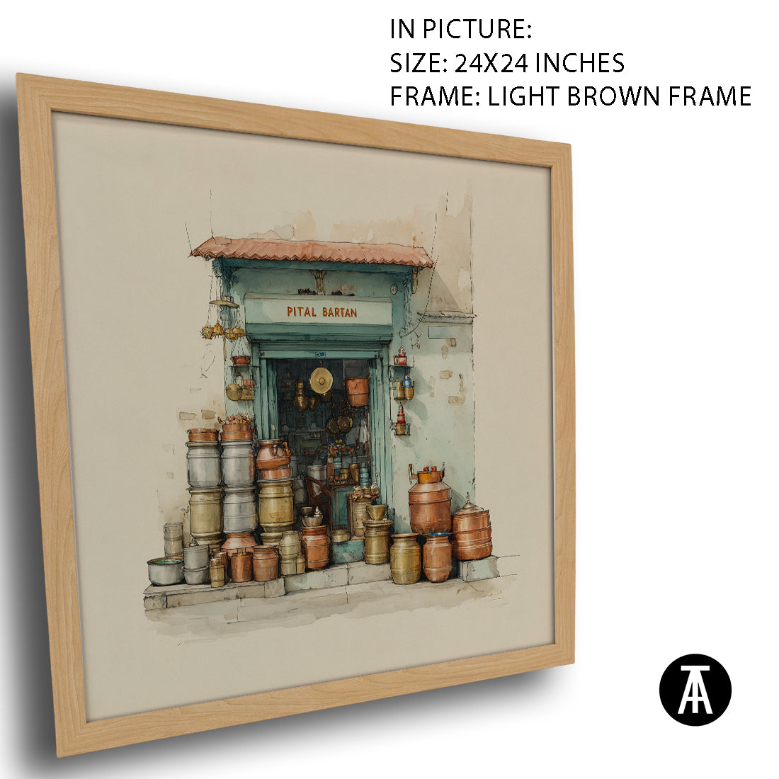 Artwork in Light Brown Frame