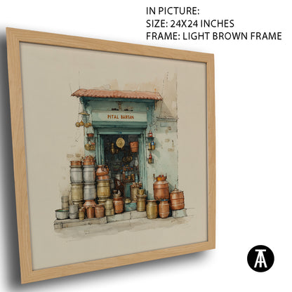 Artwork in Light Brown Frame
