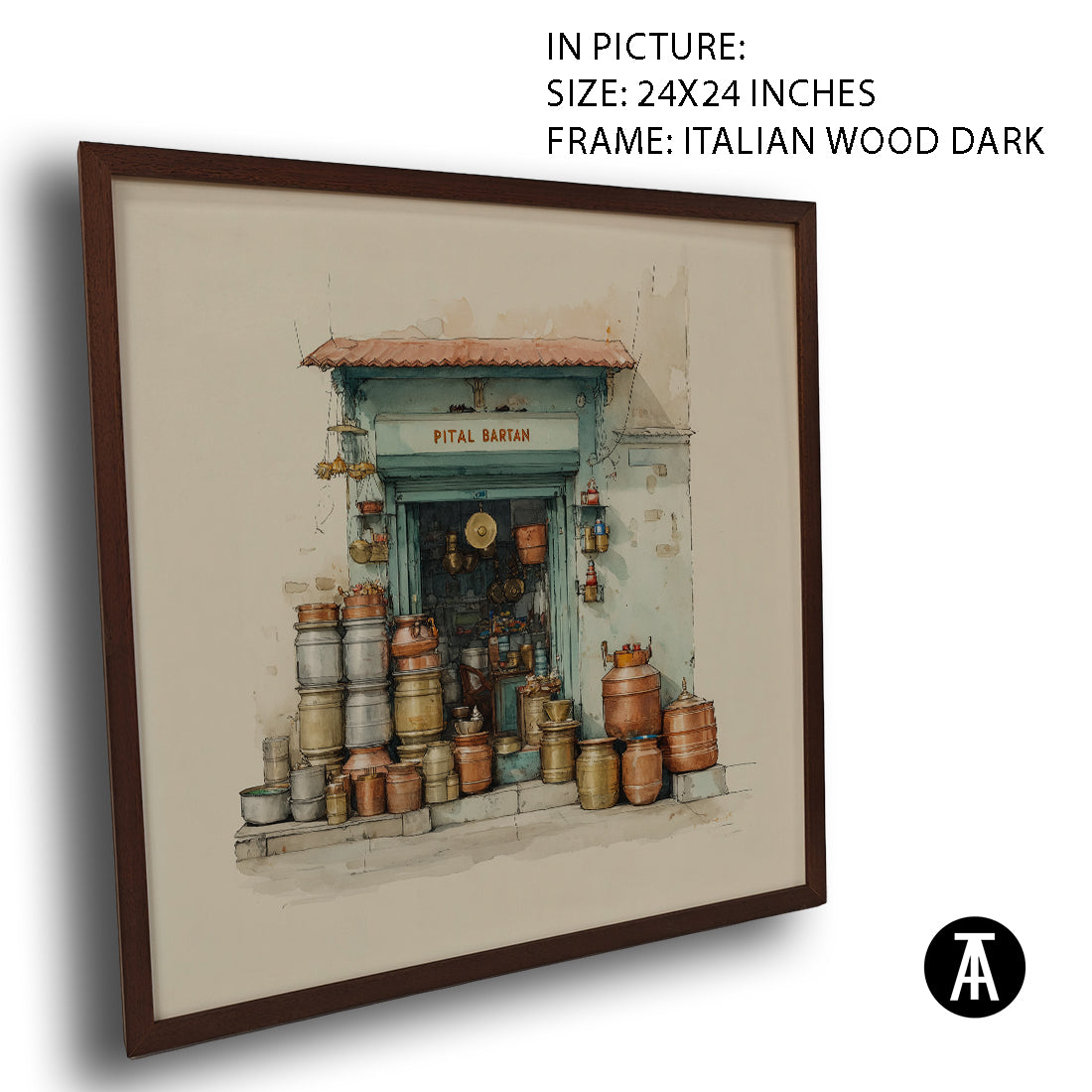 Artwork in Dark Wood Frame