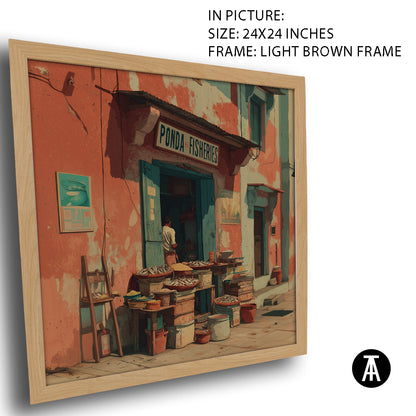 Artwork in Light Brown Frame