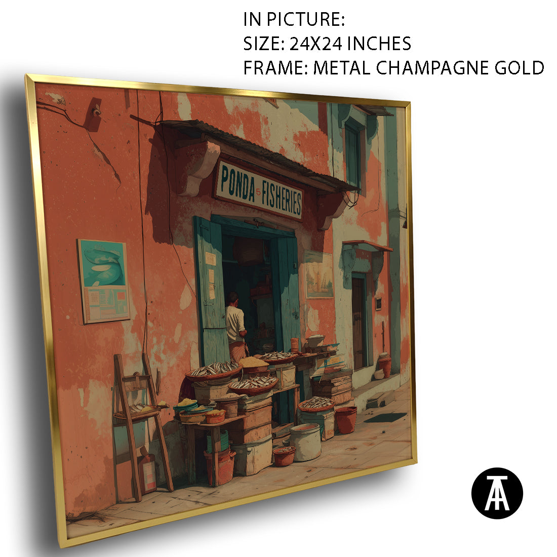 Artwork in Metal Champagne Gold Frame