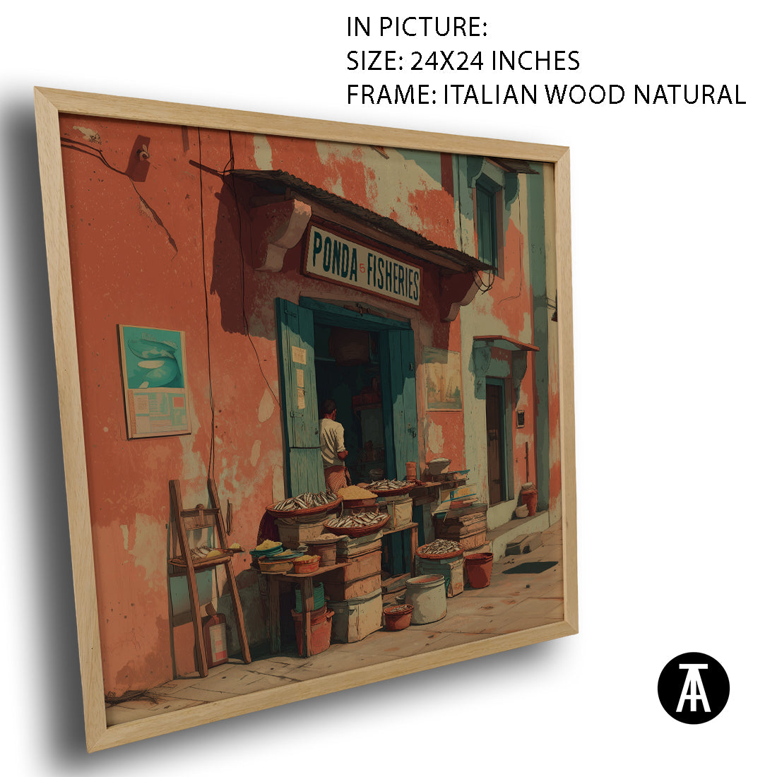 Artwork in Natural Wood Frame