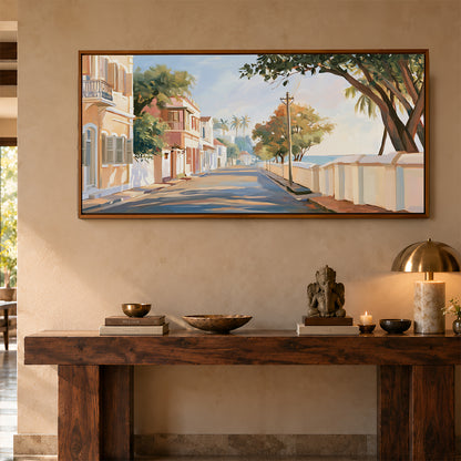 Panoramic Indian Painting in a Lifestyle Setting
