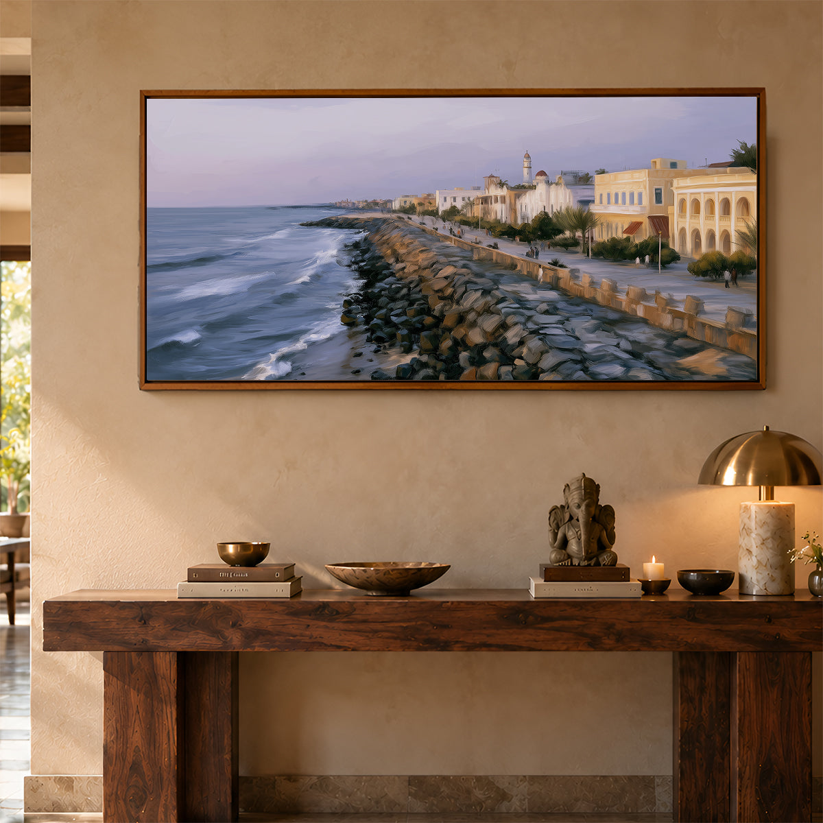 Panoramic Indian Painting in a Lifestyle Setting