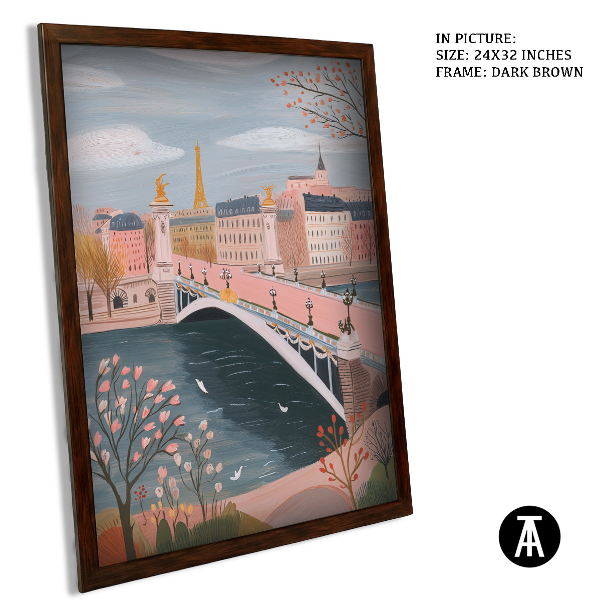 Artwork in Dark Brown Frame