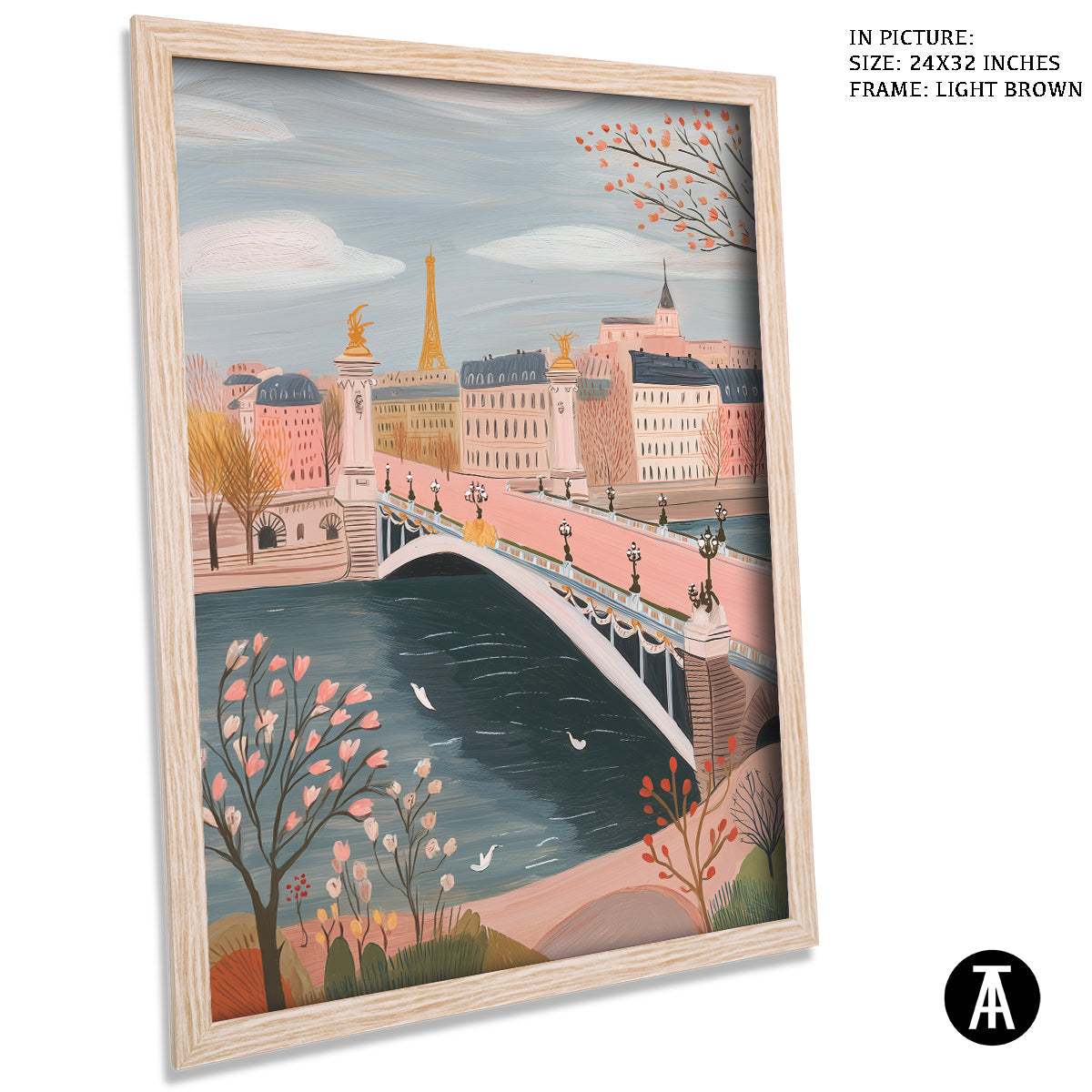 Artwork in Light Brown Frame