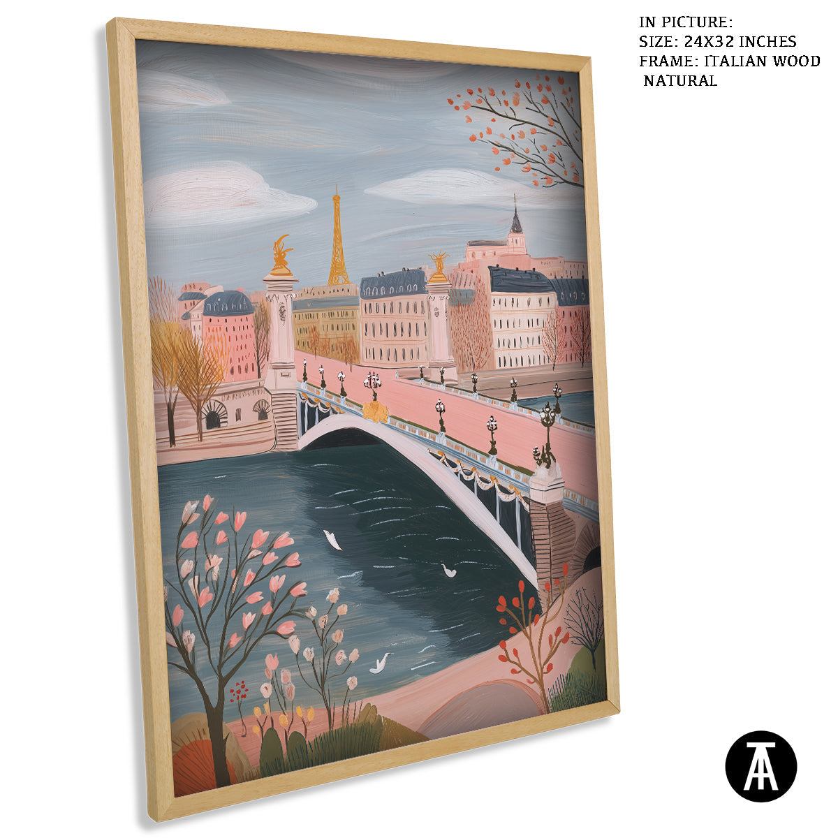 Artwork in Natural Wood Frame