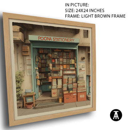 Artwork in Light Brown Frame