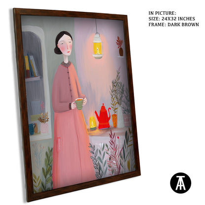 Artwork in Dark Brown Frame