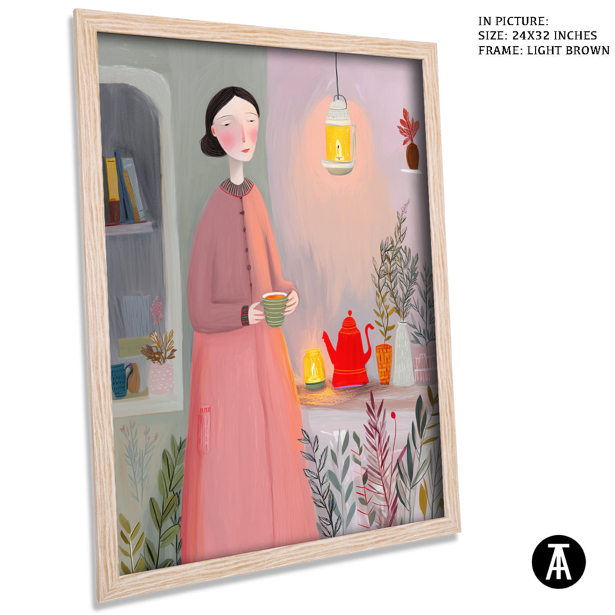 Artwork in Light Brown Frame