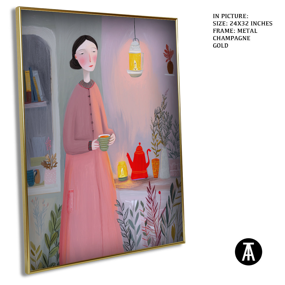 Artwork in Metal Champagne Gold Frame