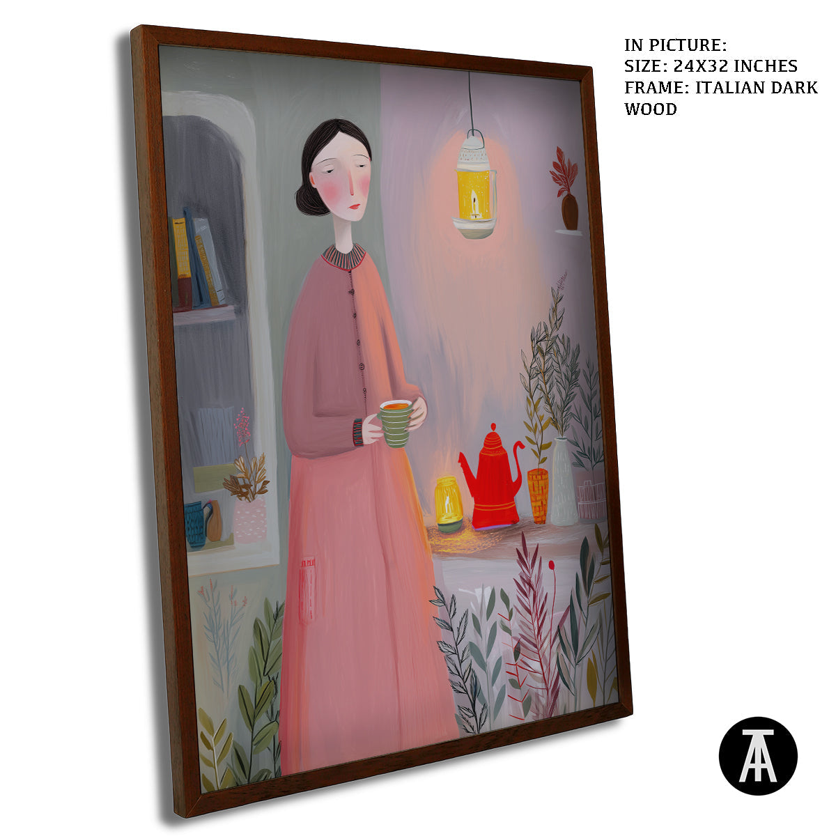 Artwork in Dark Wood Frame