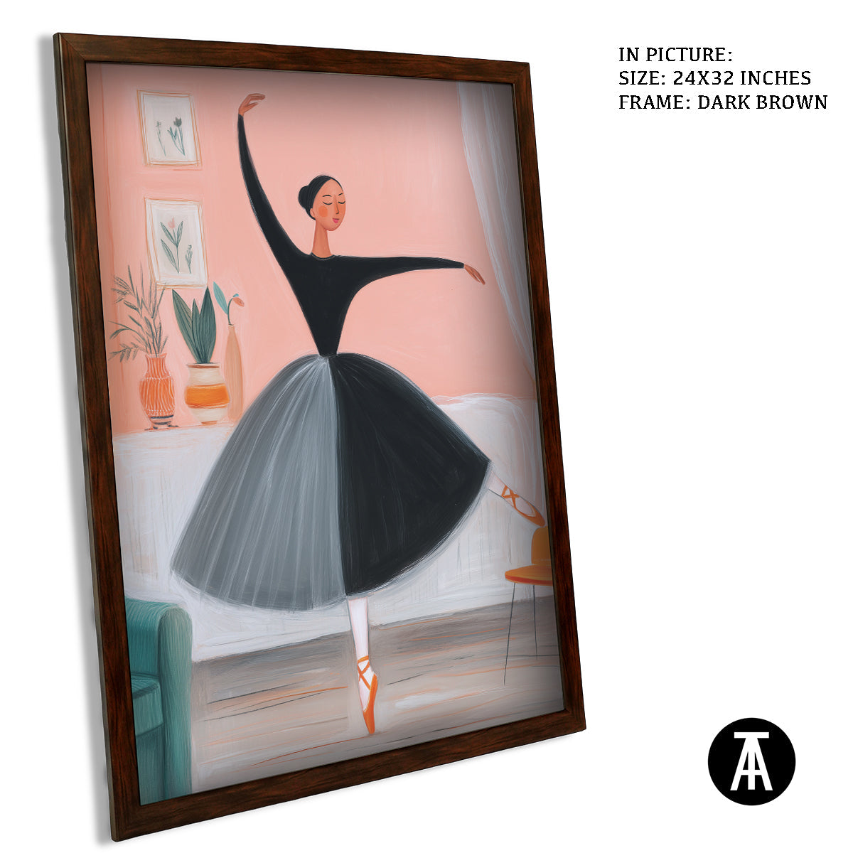 Artwork in Dark Brown Frame