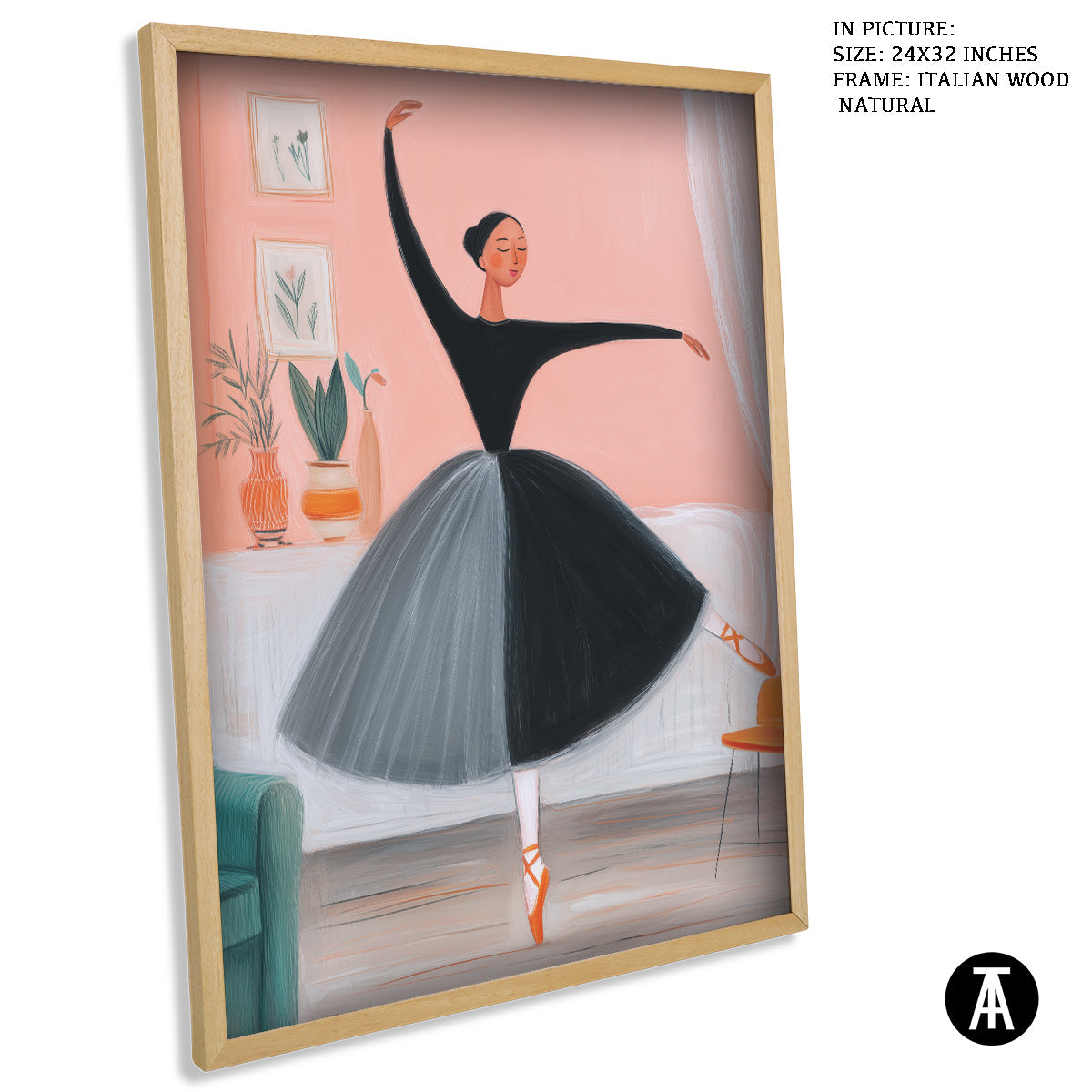 Artwork in Natural Wood Frame