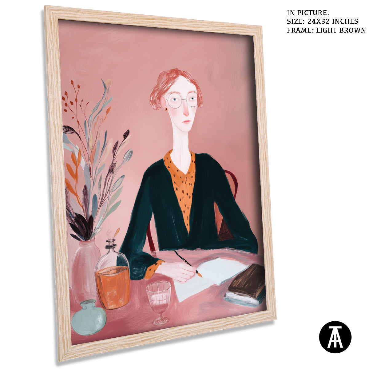 Artwork in Light Brown Frame