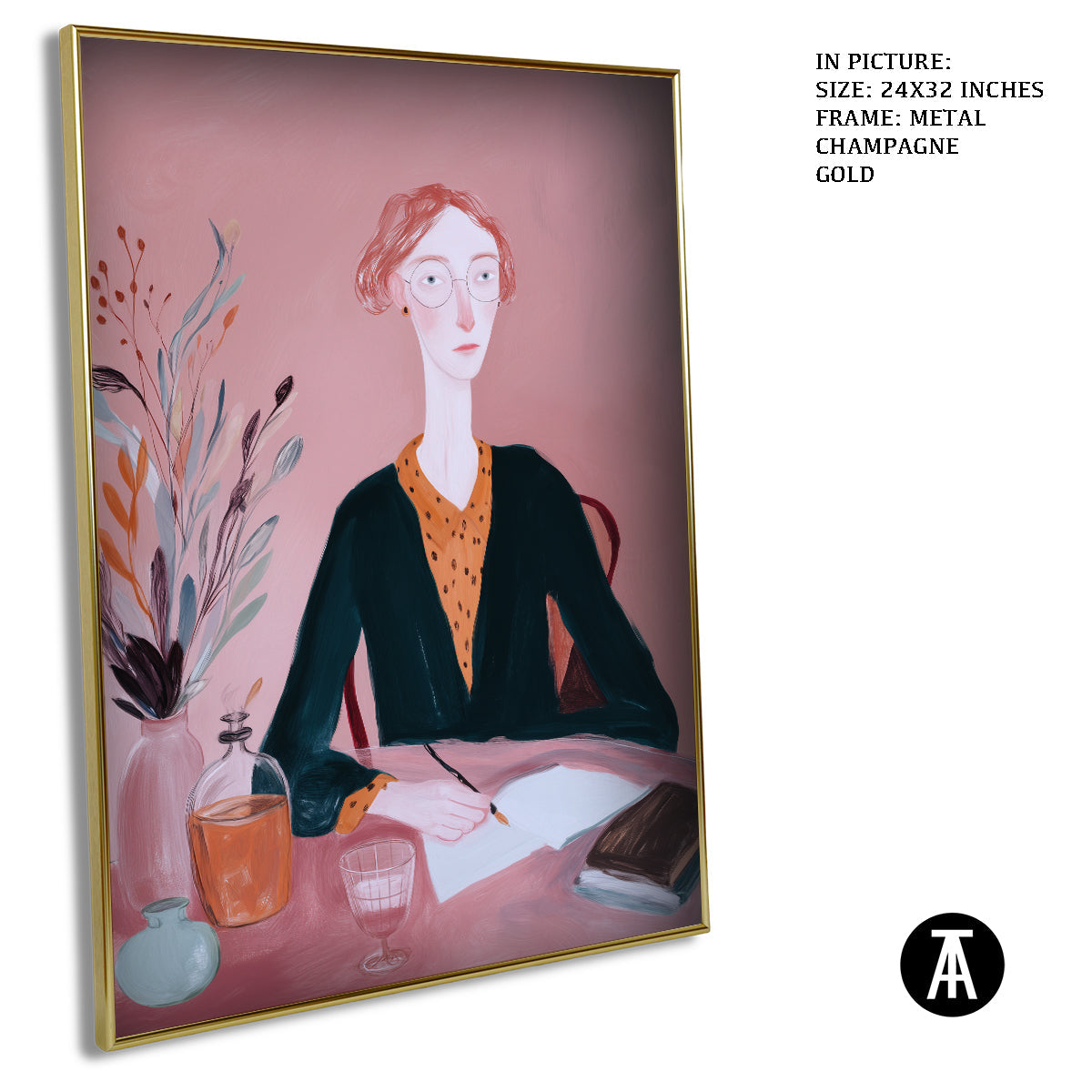 Artwork in Metal Champagne Gold Frame