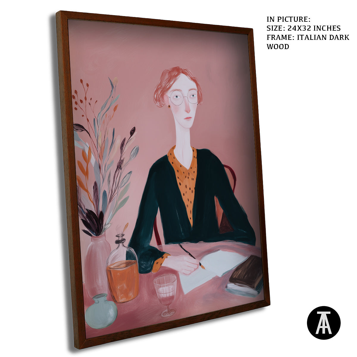 Artwork in Dark Wood Frame