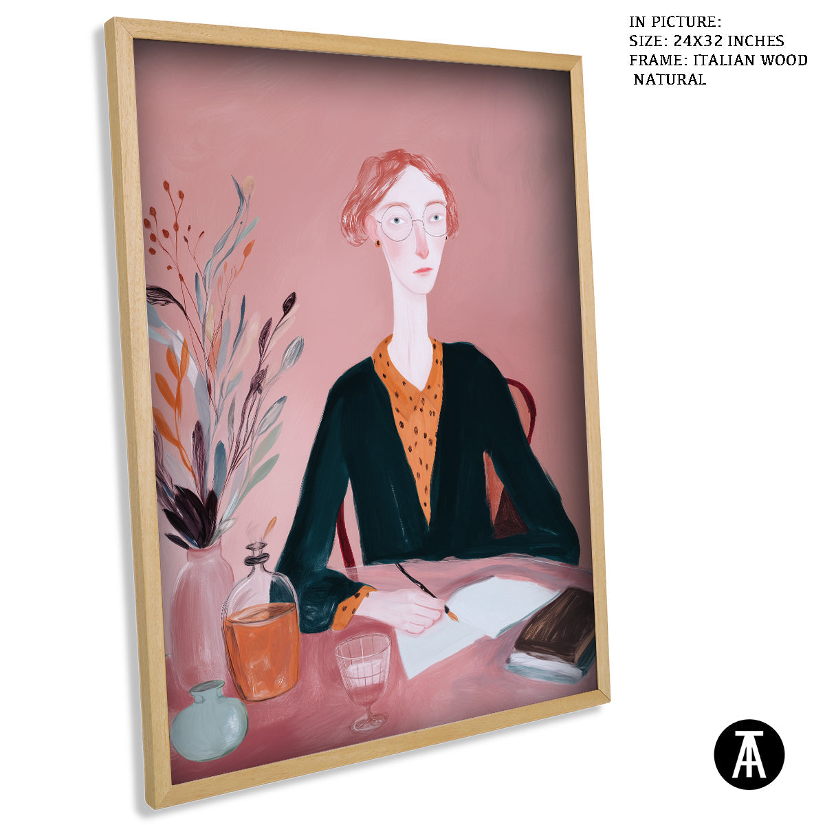 Artwork in Natural Wood Frame