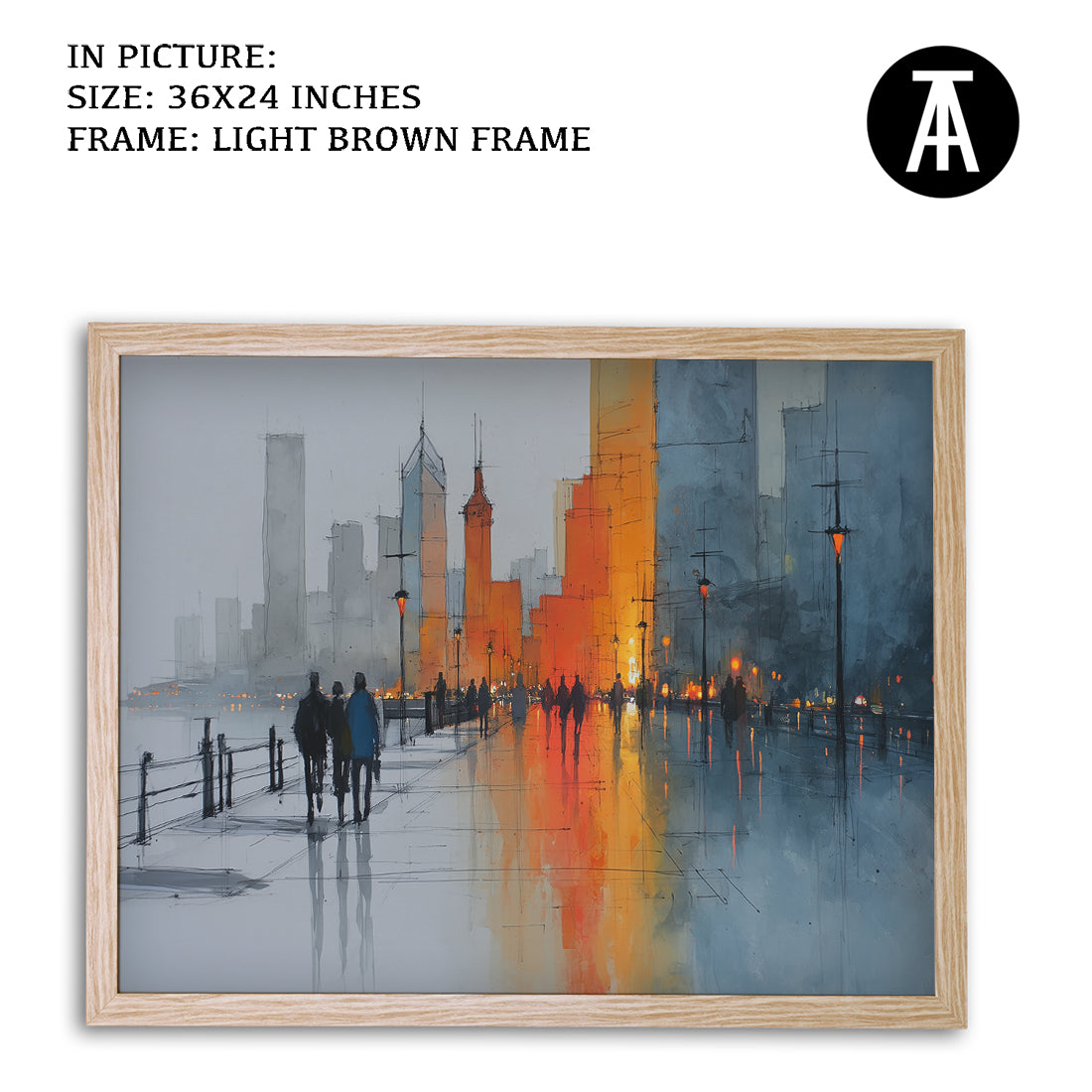 Artwork in Light Brown Frame