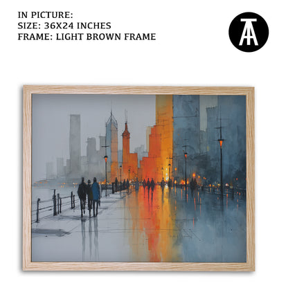 Artwork in Light Brown Frame