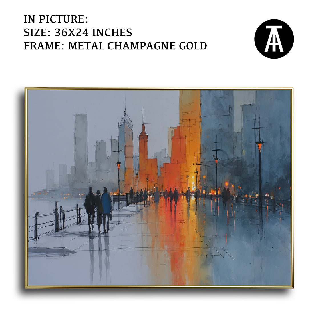 Artwork in Metal Champagne Gold Frame