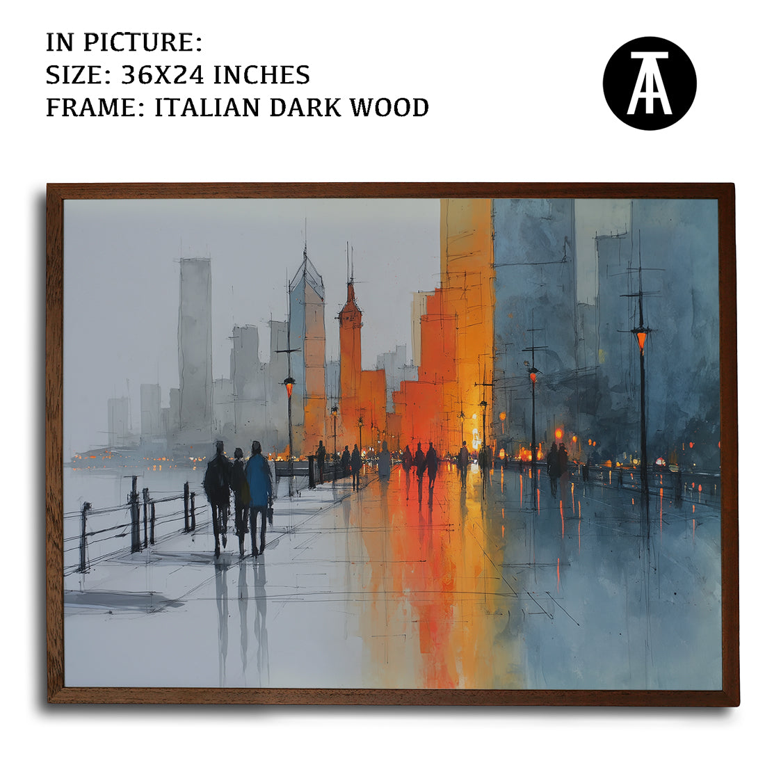 Artwork in Dark Wood Frame