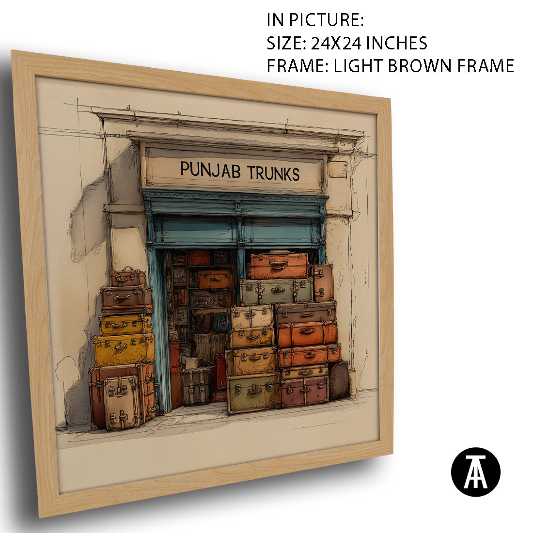 Artwork in Light Brown Frame