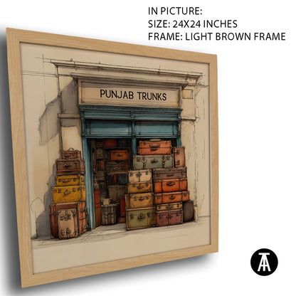 Artwork in Light Brown Frame