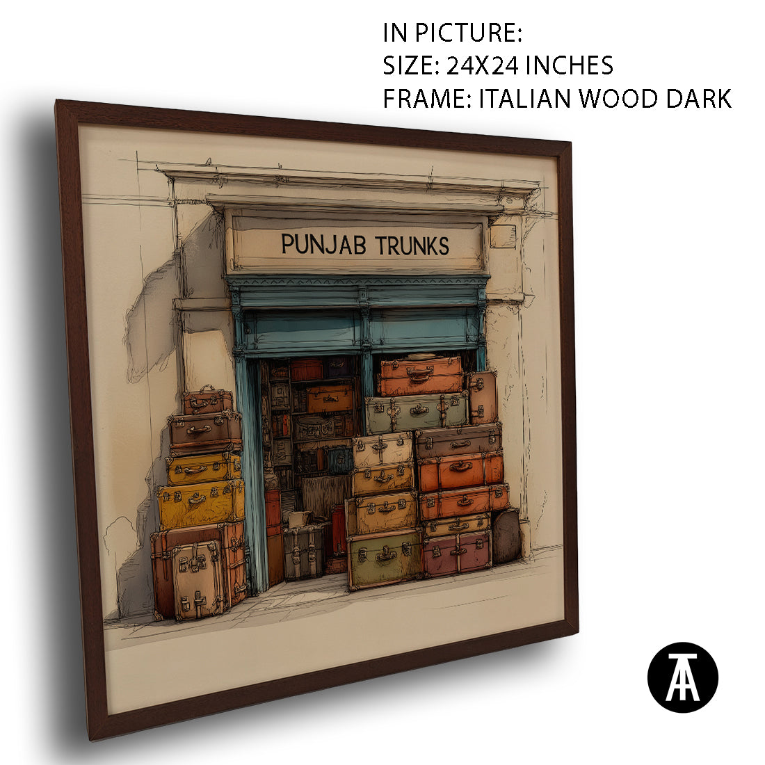 Artwork in Dark Wood Frame