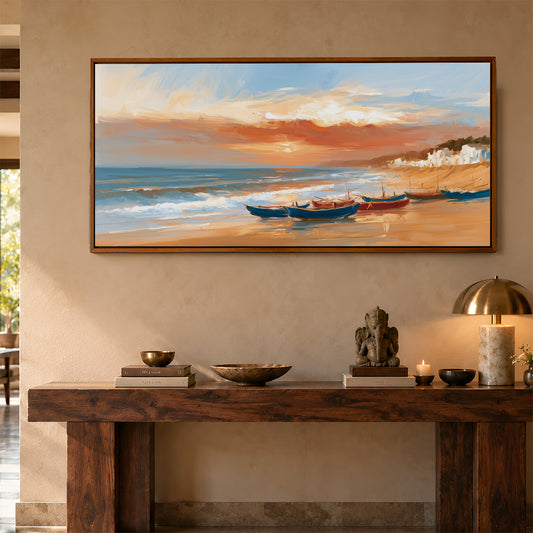 Panoramic Indian Painting in a Lifestyle Setting