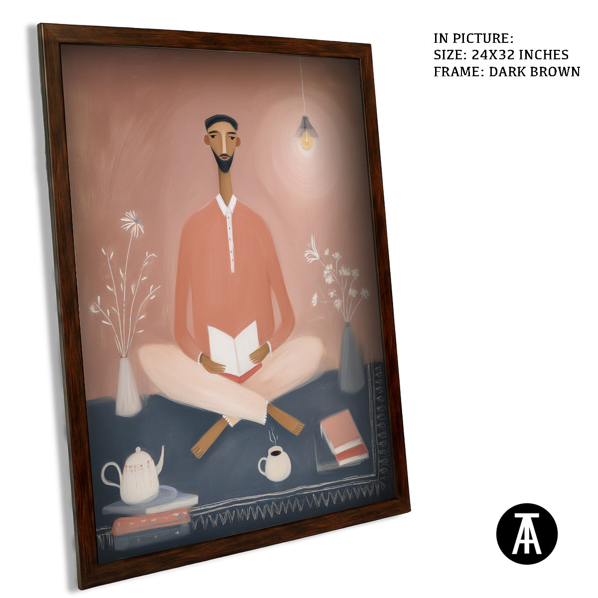 Artwork in Dark Brown Frame