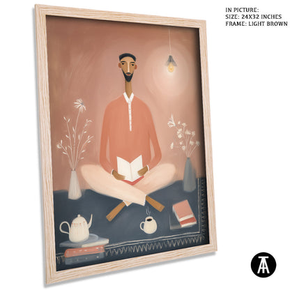 Artwork in Light Brown Frame