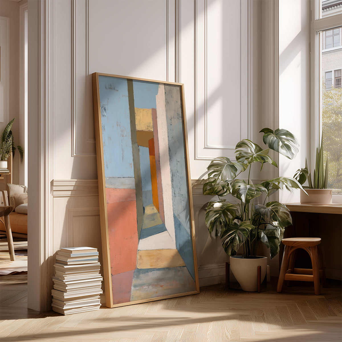 Panoramic Indian Painting in a Lifestyle Setting