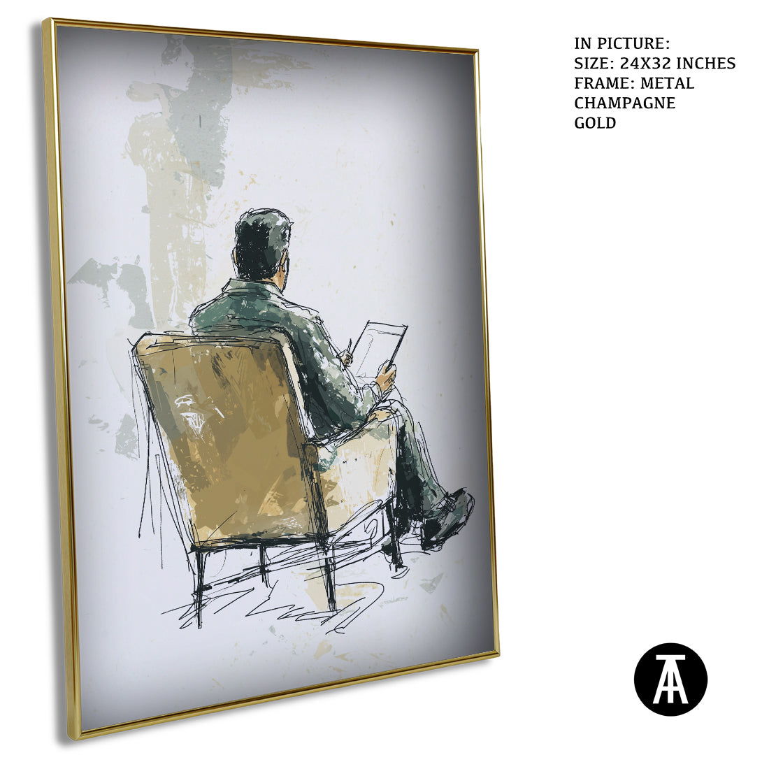 Sample Artwork in Champagne gold Metal Frame
