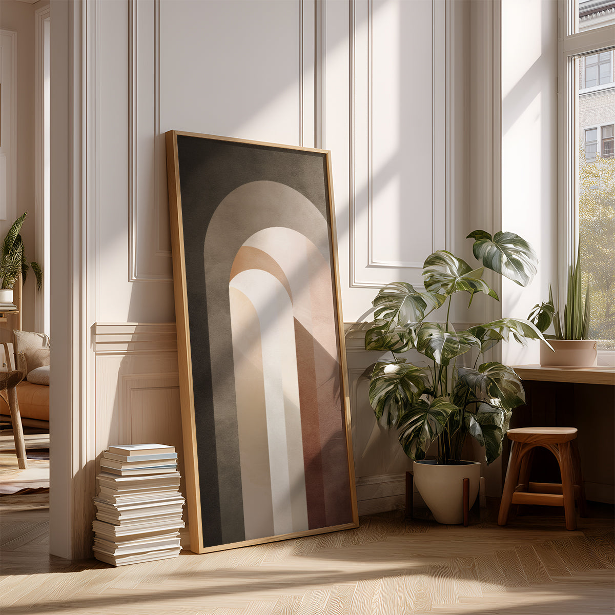 Panoramic Indian Painting in a Lifestyle Setting