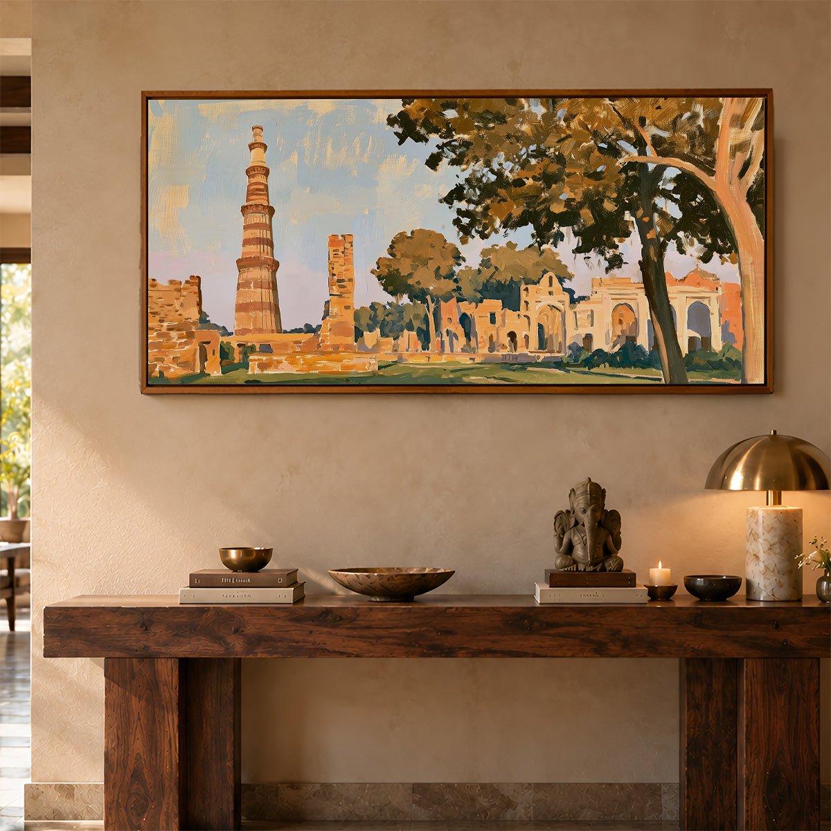 Panoramic Indian Painting in a Lifestyle Setting