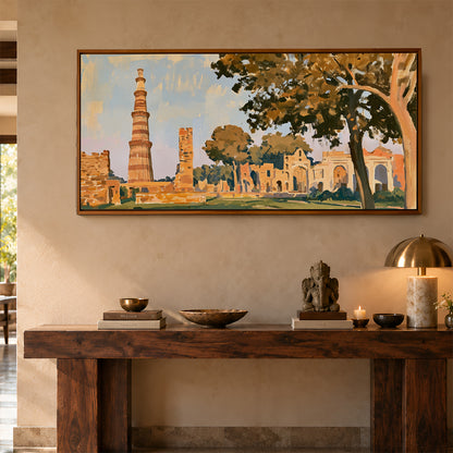 Panoramic Indian Painting in a Lifestyle Setting