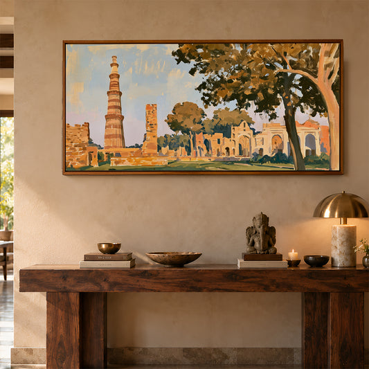 Panoramic Indian Painting in a Lifestyle Setting