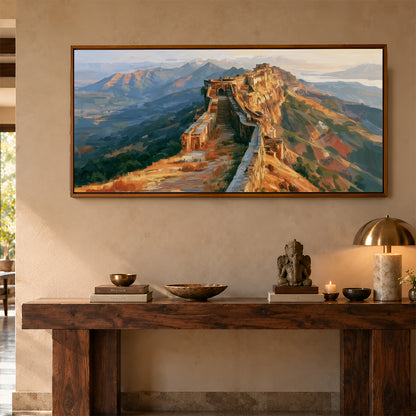 Panoramic Indian Painting in a Lifestyle Setting