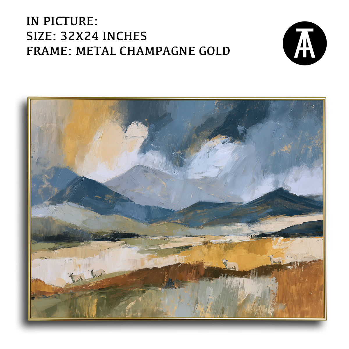 Artwork in Metal Champagne Gold Frame