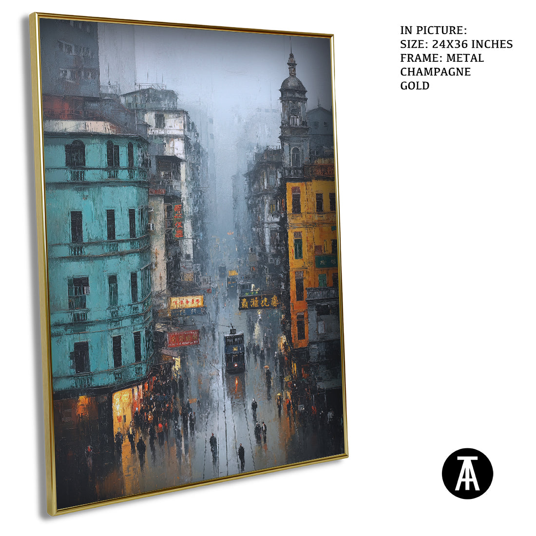 Artwork in Metal Champagne Gold Frame