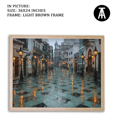 Artwork in Light Brown Frame